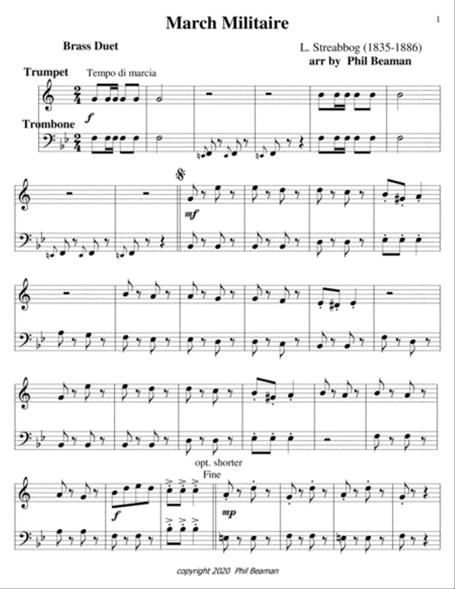 March Militaire-Brass Duet 1 Brass Duet scores gallery preview page 1