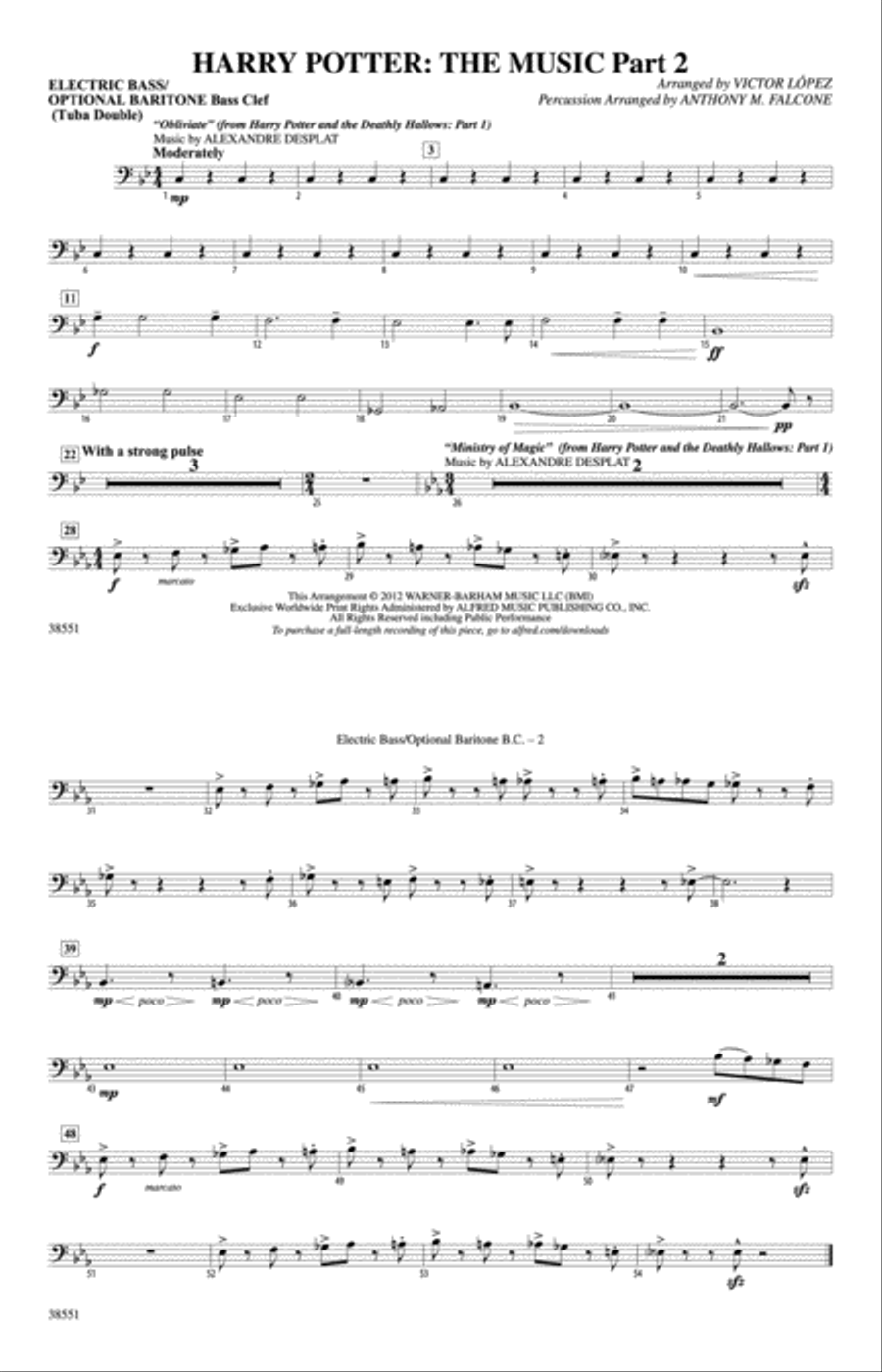 Harry Potter: The Music, Part 2: Electric Bass Marching Band scores gallery preview page 1