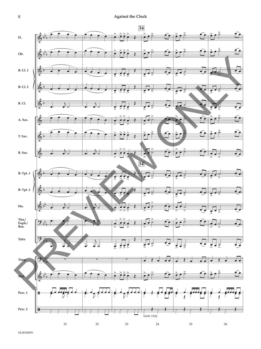 Against the Clock (Score) Concert Band scores gallery preview page 9