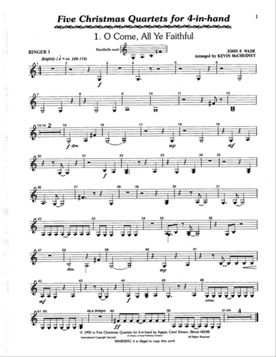 Five Christmas Quartets for 4-in-Hand Handbell Choir scores gallery preview page 2