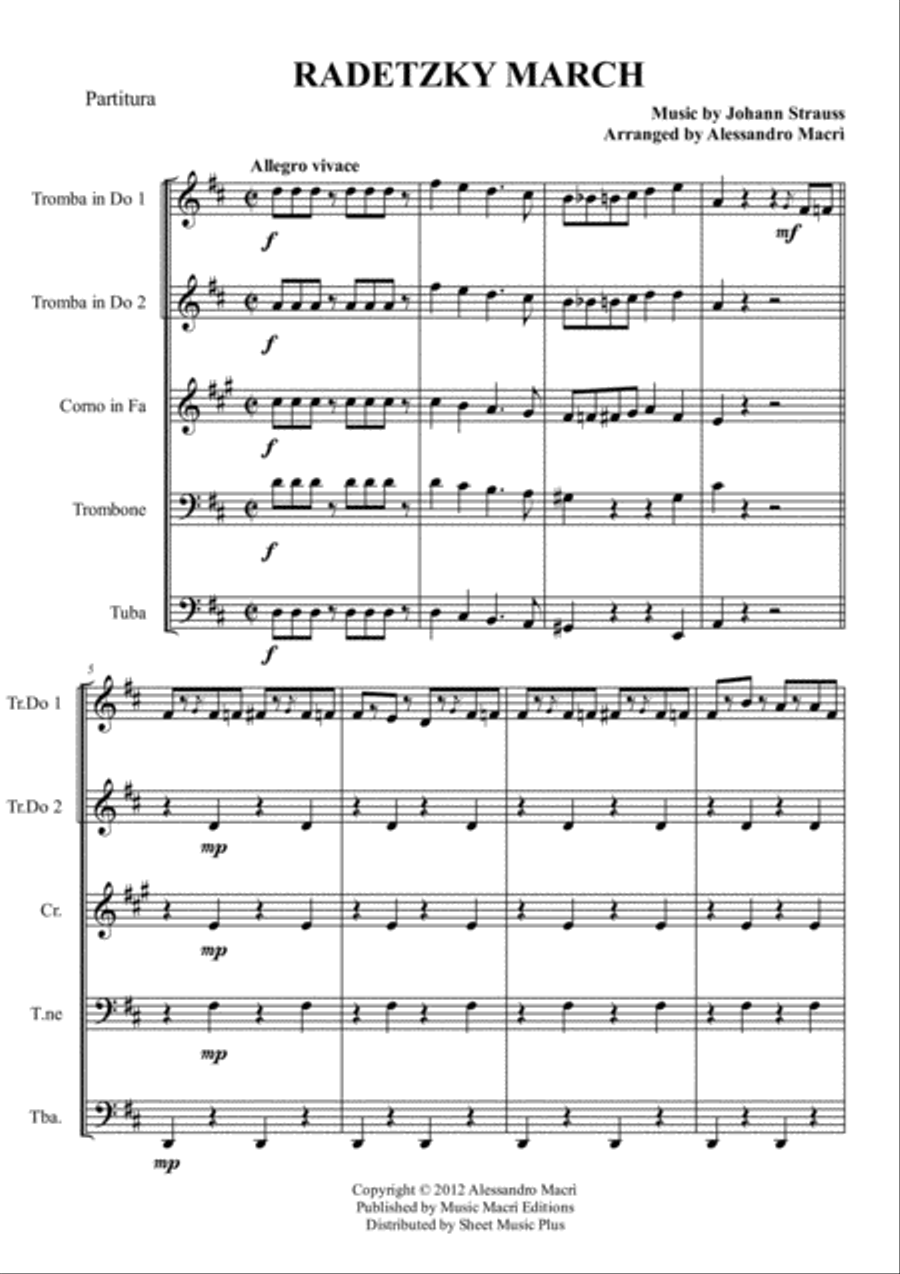 RADETZKY MARCH by J. Strauss Brass Ensemble scores gallery preview page 2