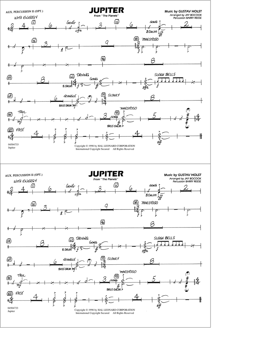 Jupiter (from "The Planets") - Aux. Percussion 2