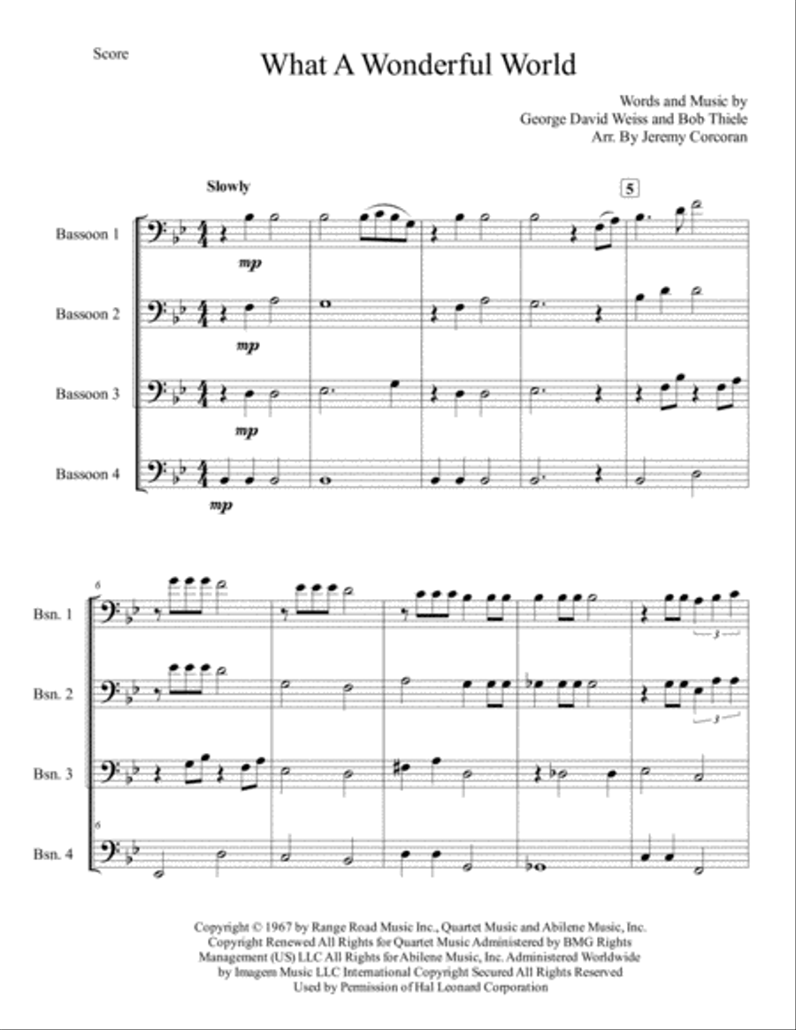 What A Wonderful World Woodwind Quartet scores gallery preview page 2