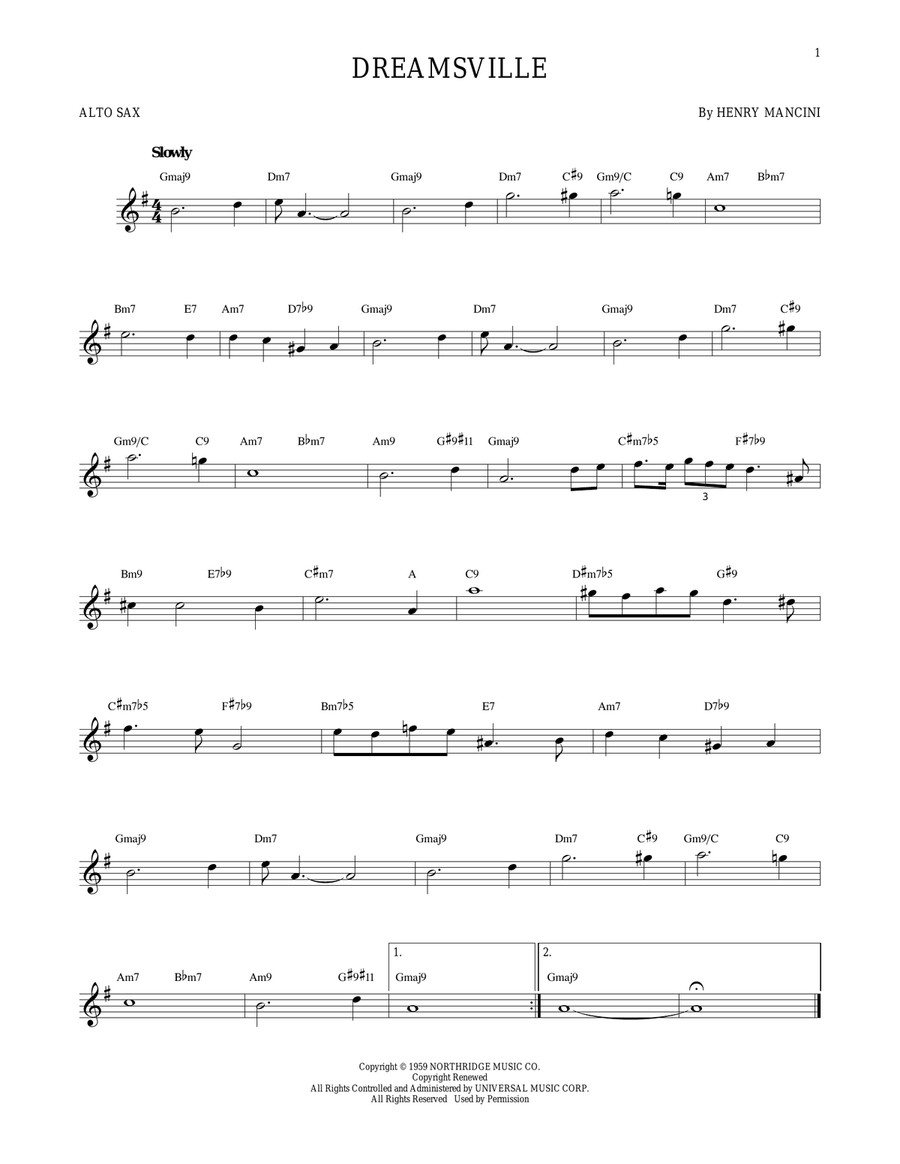 Dreamsville Alto Saxophone scores gallery preview page 1