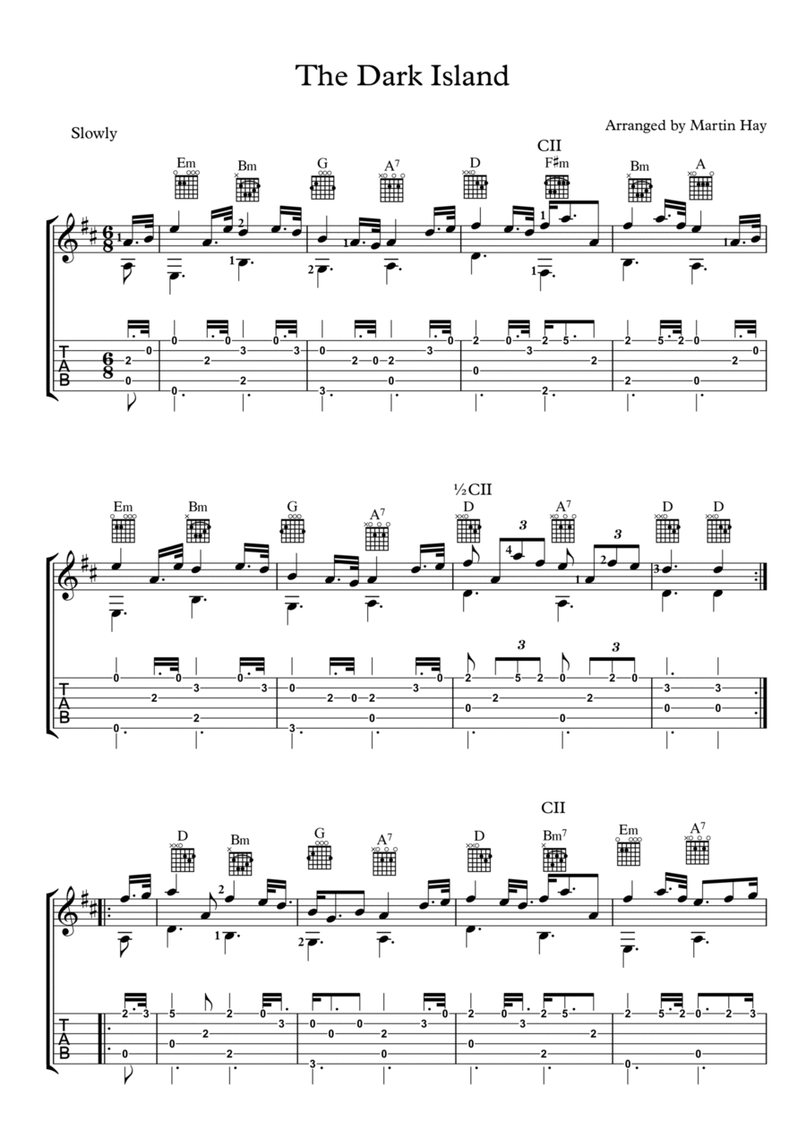 The Dark Island For Guitar TAB Acoustic Guitar scores gallery preview page 1