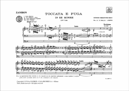 Toccata E Fuga In Re Min. Bwv565