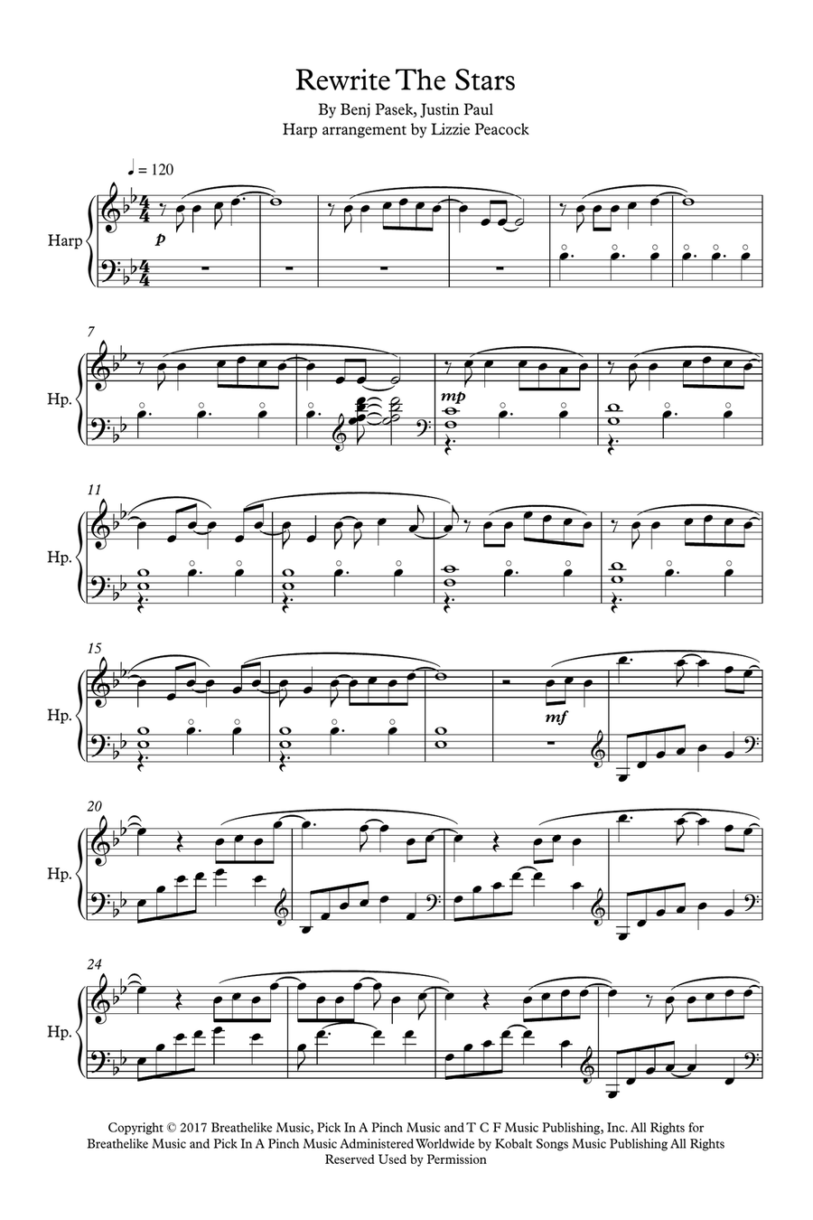 Rewrite The Stars Harp scores gallery preview page 1