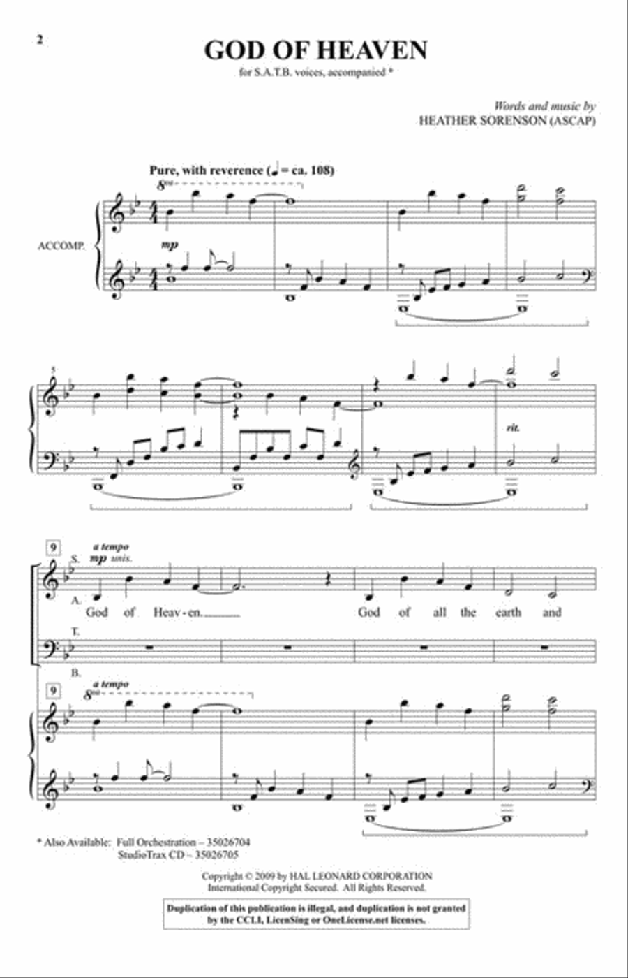 God of Heaven 4-Part scores gallery preview page 2
