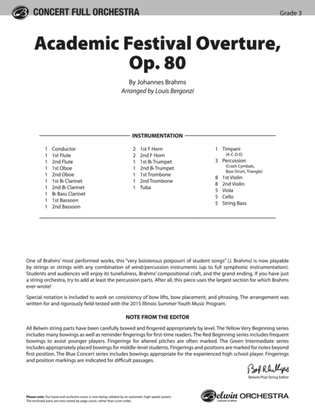 Book cover for Academic Festival Overture, Op. 80: Score