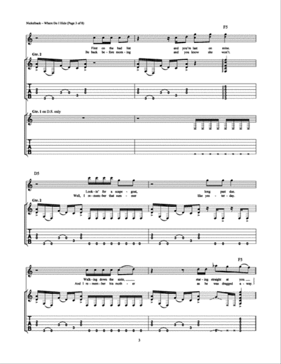 Where Do I Hide Electric Guitar scores gallery preview page 3