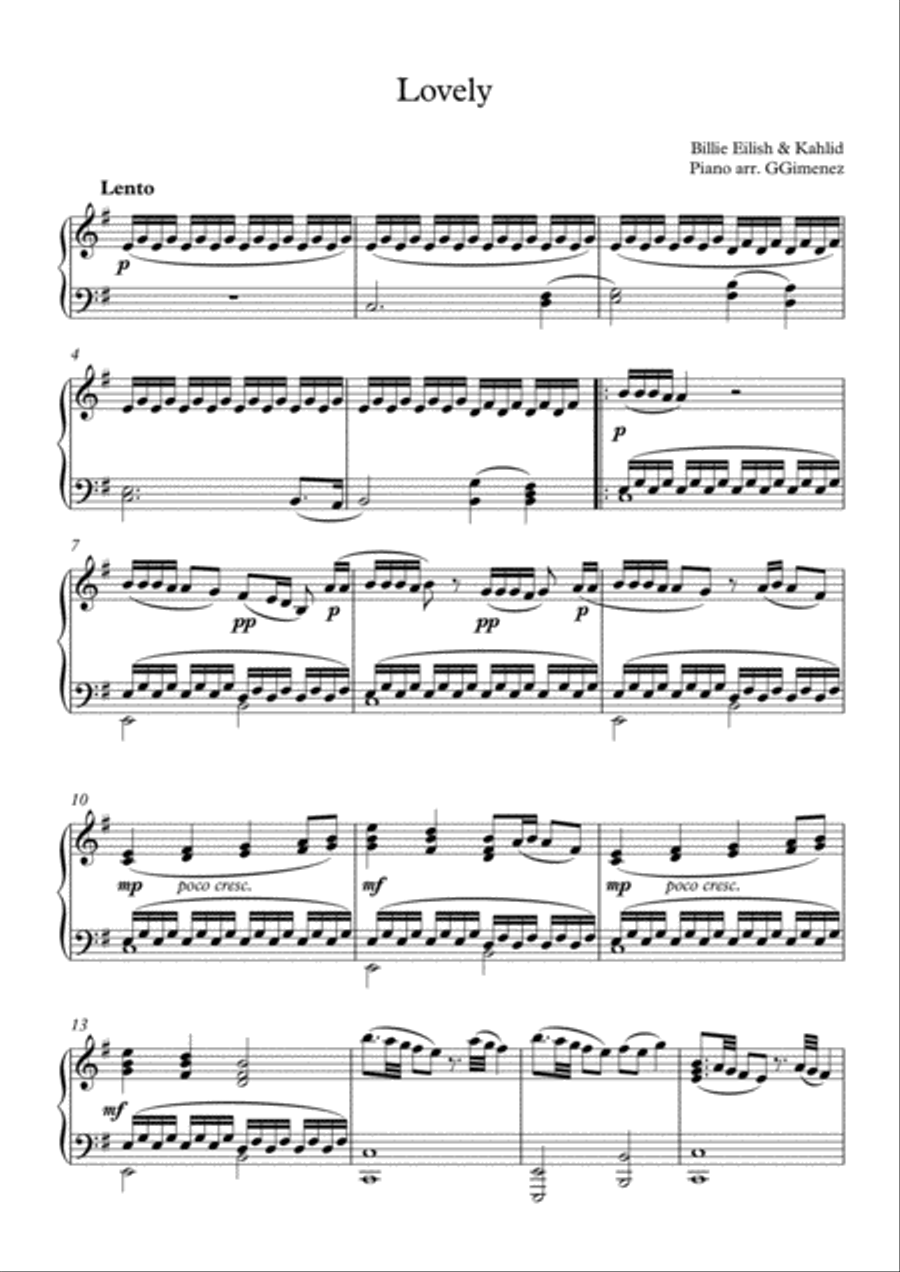Lovely Piano Solo scores gallery preview page 1