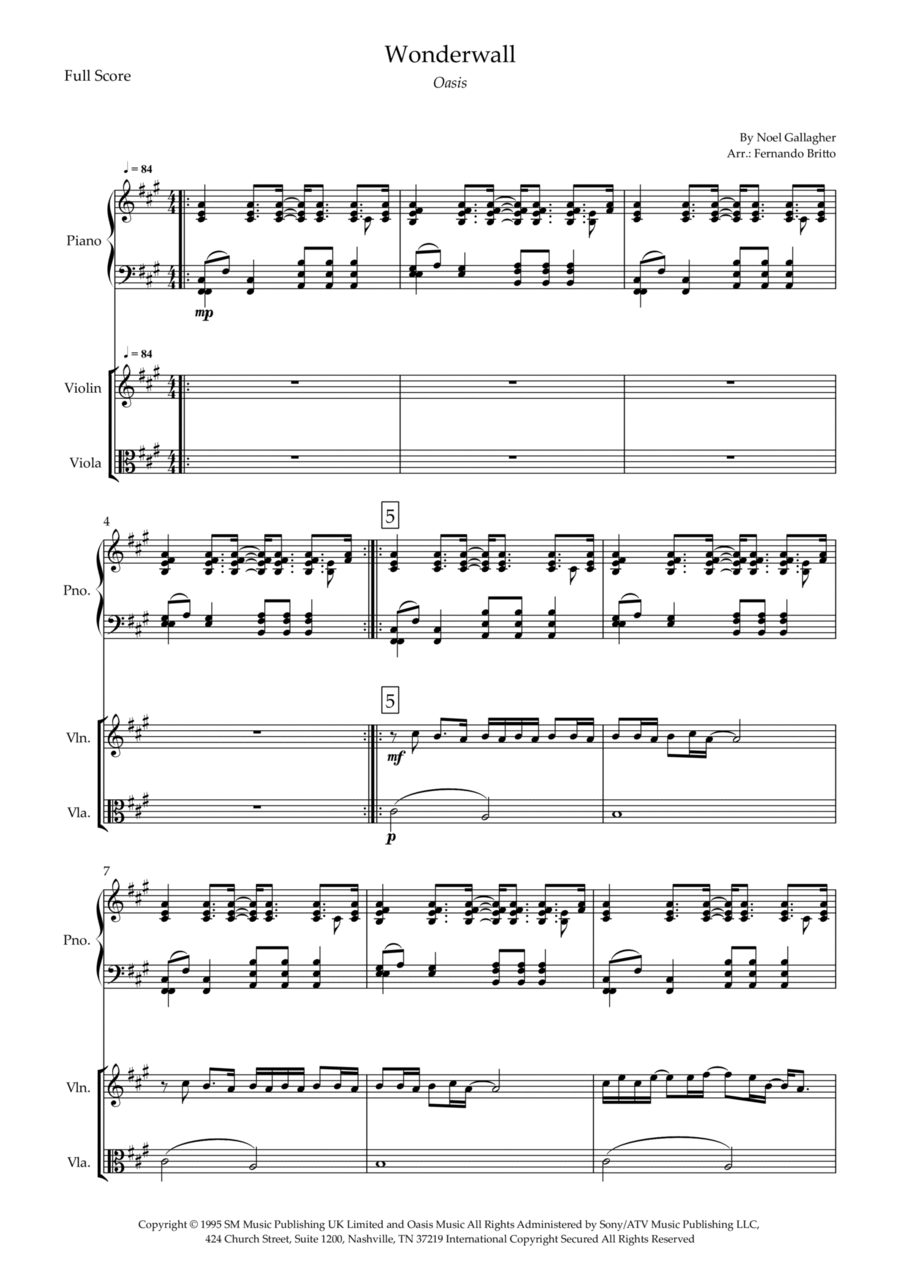 Wonderwall String Duet scores gallery preview page 1
