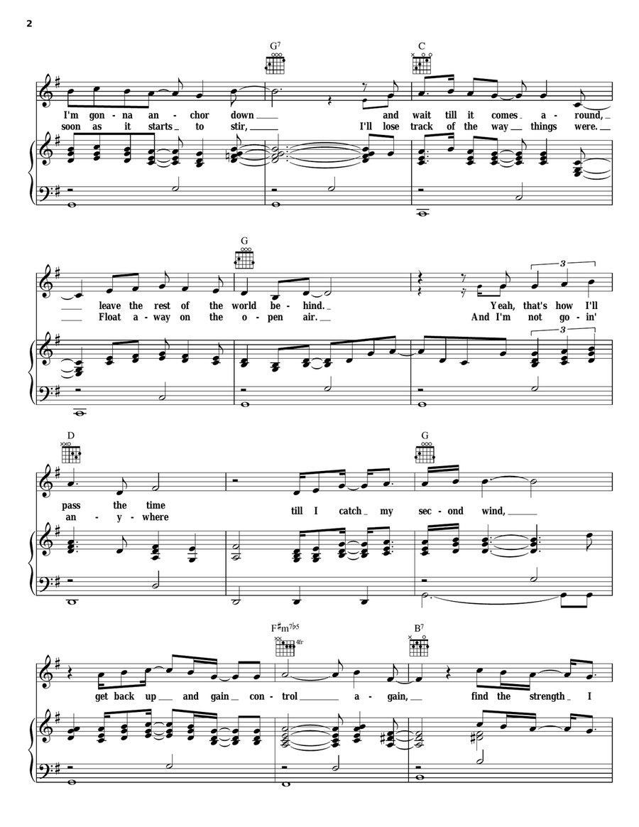 Second Wind Piano, Vocal, Guitar scores gallery preview page 2