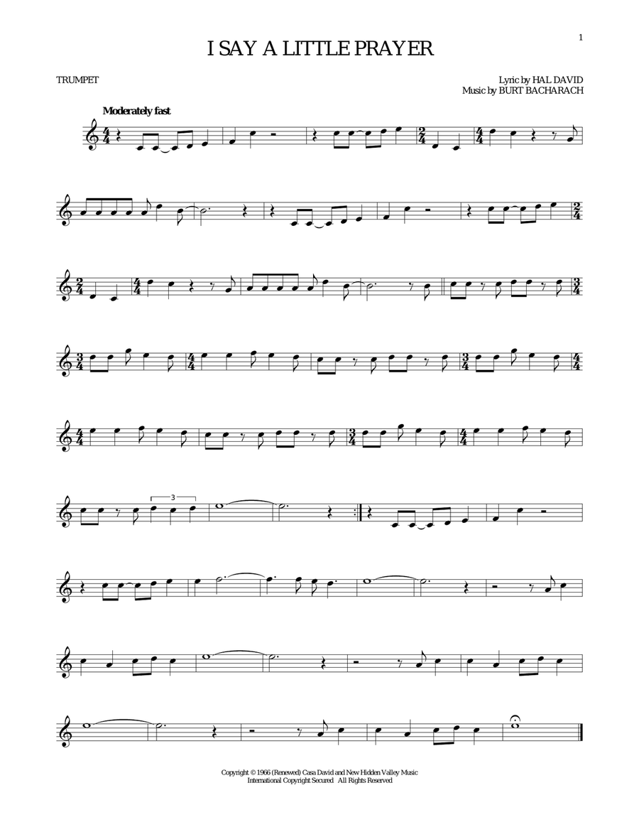 I Say A Little Prayer Trumpet Solo scores gallery preview page 1