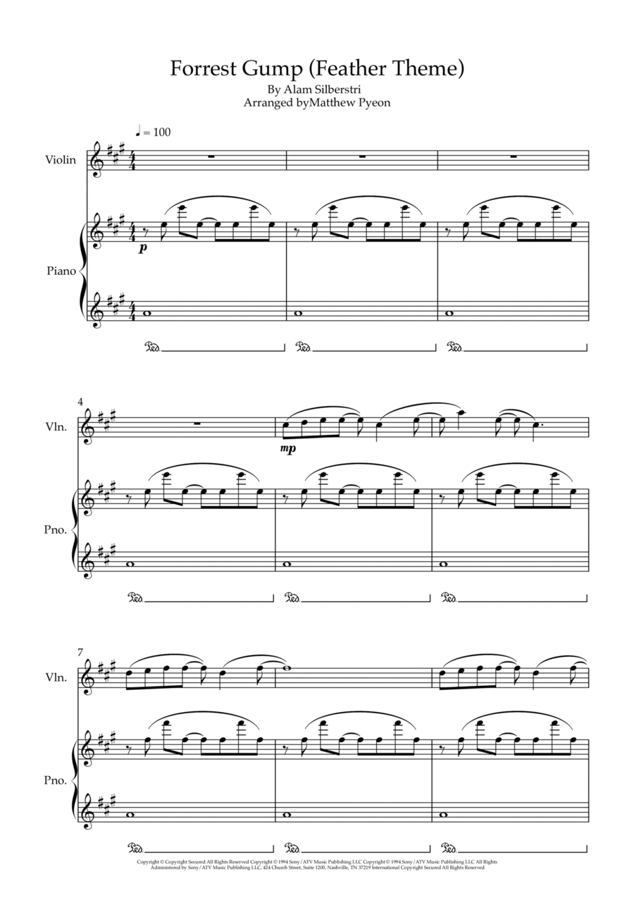 Forrest Gump - Main Title (feather Theme) Violin Solo scores gallery preview page 1