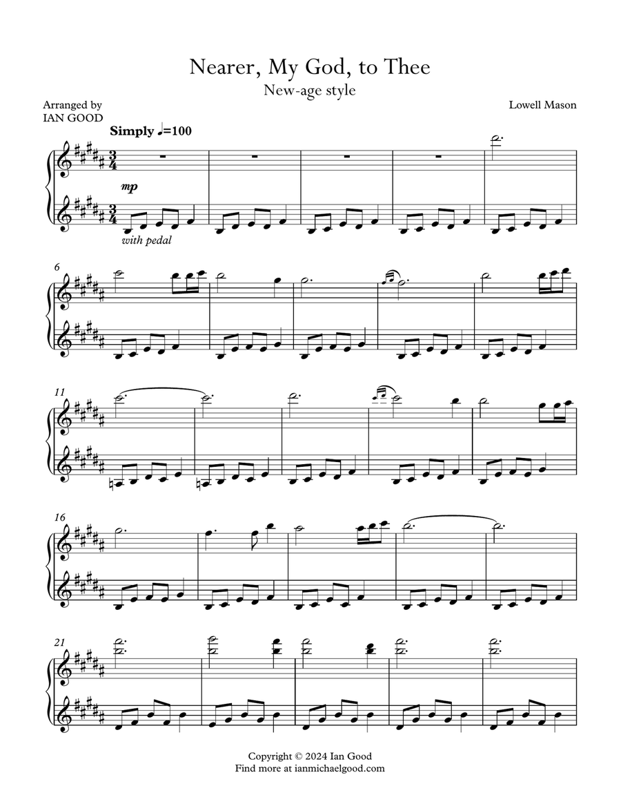 Nearer, My God, to Thee (new age piano) Piano Solo scores gallery preview page 1