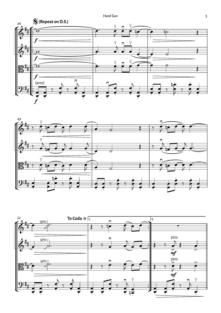 Hard Sun Hard Sun String Quartet scores gallery preview page 5