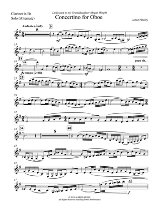Concertino for Oboe: B-flat Clarinet Solo (Alternate)