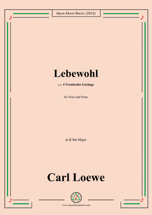 Book cover for Loewe-Lebewohl,in G Major,from 4 Vermischte Gesange,for Voice and Piano