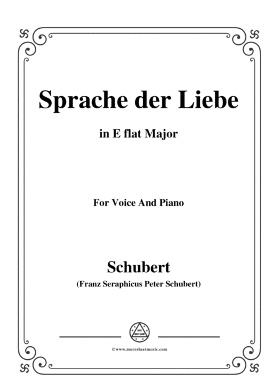 Schubert-Sprache der Liebe,Op.115 No.3,in E flat Major,for Voice&Piano Voice scores gallery preview page 1
