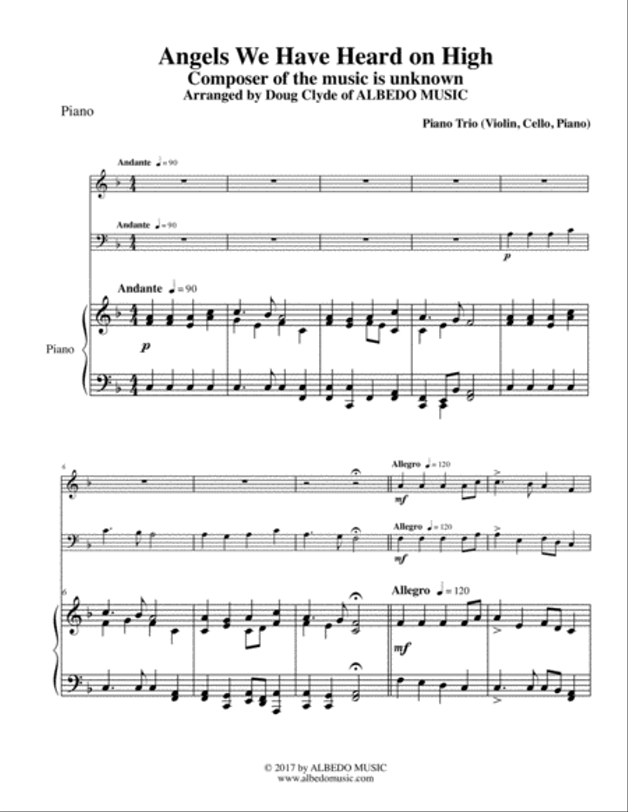 Angels We Have Heard on High for Piano Trio Piano Trio scores gallery preview page 1