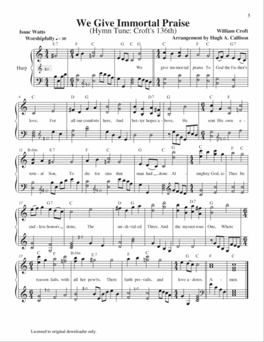 A Hymn A Day Volume 5 Harp scores gallery preview page 6