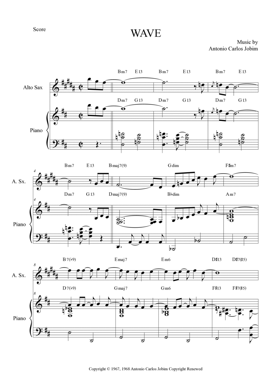 Wave Alto Saxophone scores gallery preview page 1