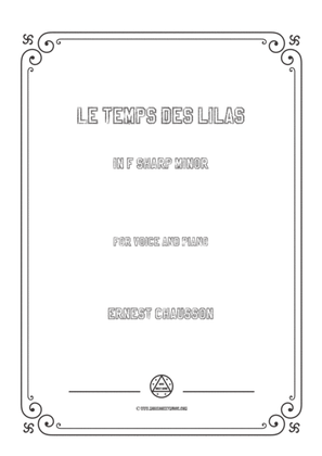 Book cover for Chausson-Le temps des lilas in f sharp minor,for voice and piano