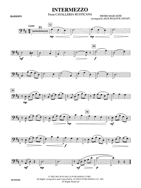 Intermezzo (from Cavalleria Rusticana): Bassoon