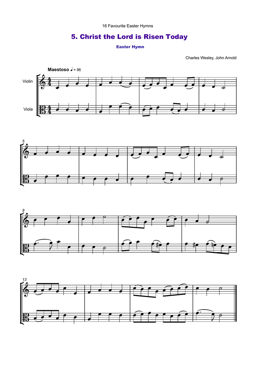 16 Favourite Easter Hymns for Violin and Viola Duet String Duet scores gallery preview page 6