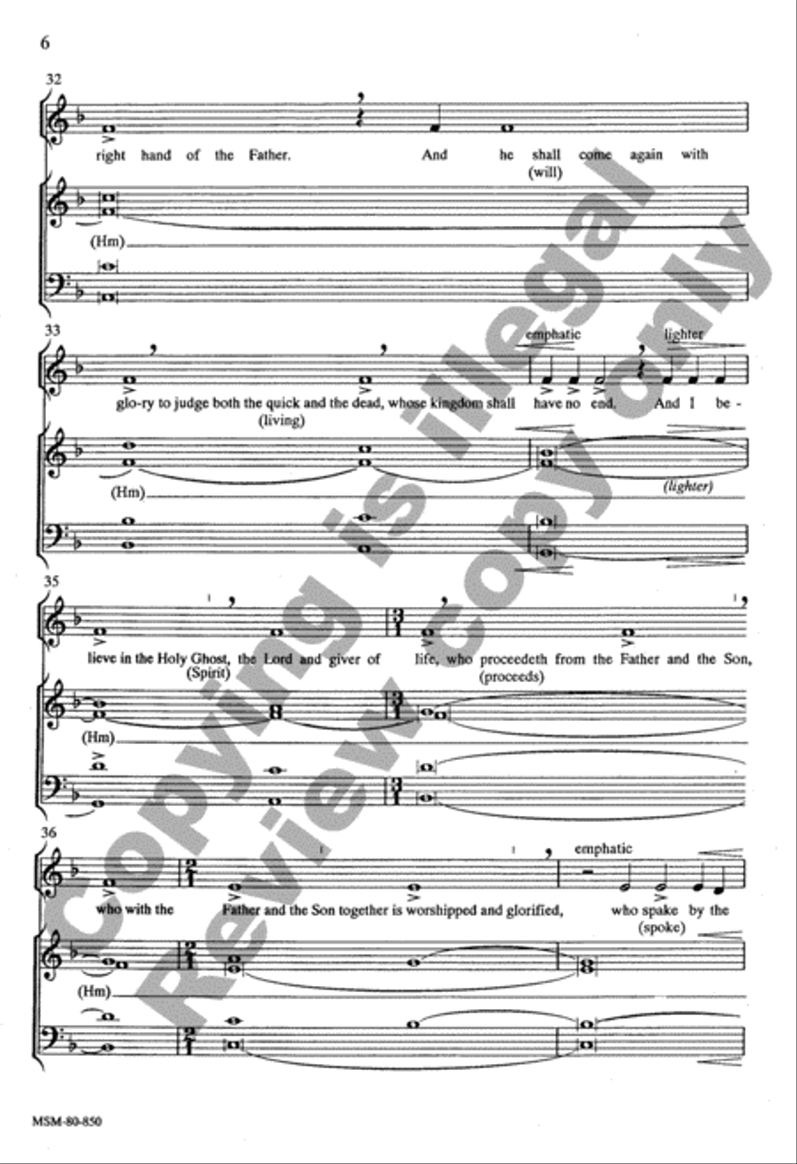 I Believe in One God (Nicene Creed) 4-Part scores gallery preview page 5