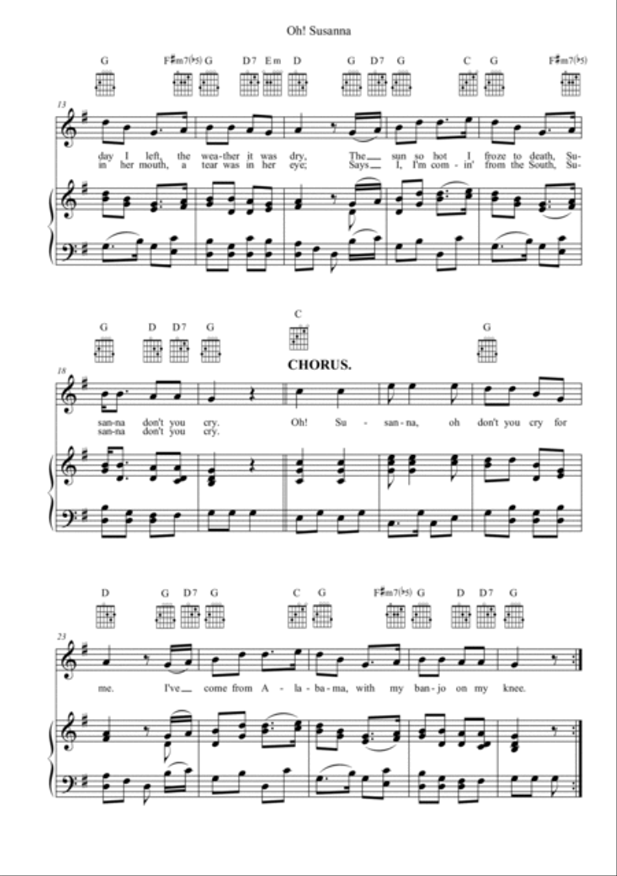 Oh! Susanna Soprano Voice scores gallery preview page 2