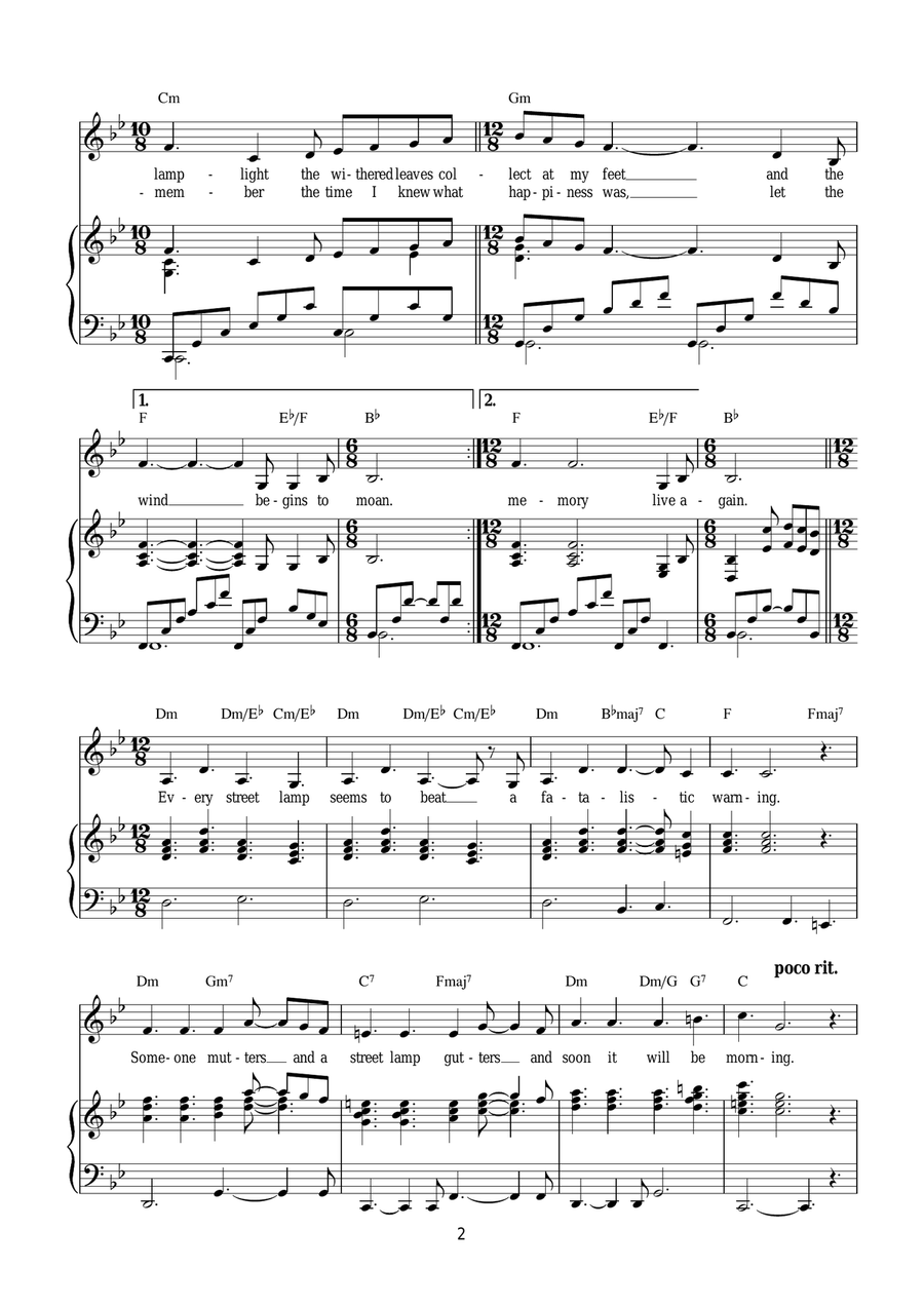 Memory (from Cats) Piano, Vocal, Guitar scores gallery preview page 2