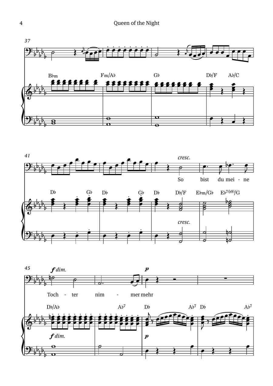 Queen of the Night (aria) - for BASS in Bb minor (with chords) Chamber Music scores gallery preview page 4