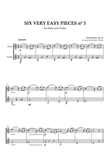 Six Very Easy Pieces nº 3 (Andante) - Flute and Violin image number null