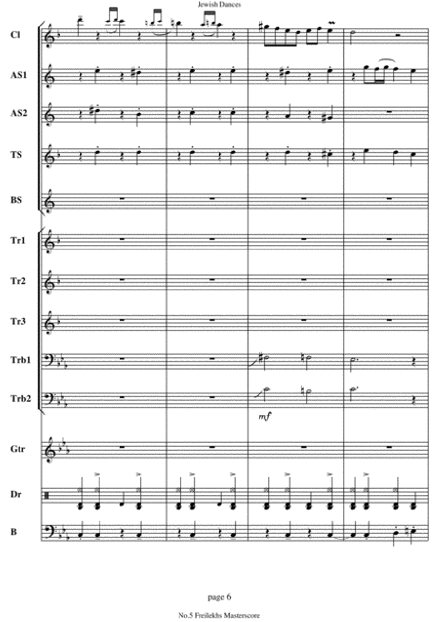 Jewish Dances. No.5, Freilekhs. Concert Band scores gallery preview page 6