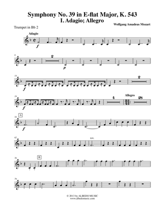Mozart Symphony No. 39, Movement I - Trumpet in Bb 2 (Transposed Part), K. 543