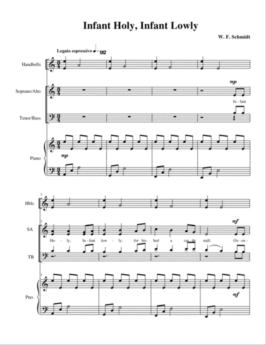 Infant Holy, Infant Lowly 4-Part scores gallery preview page 1