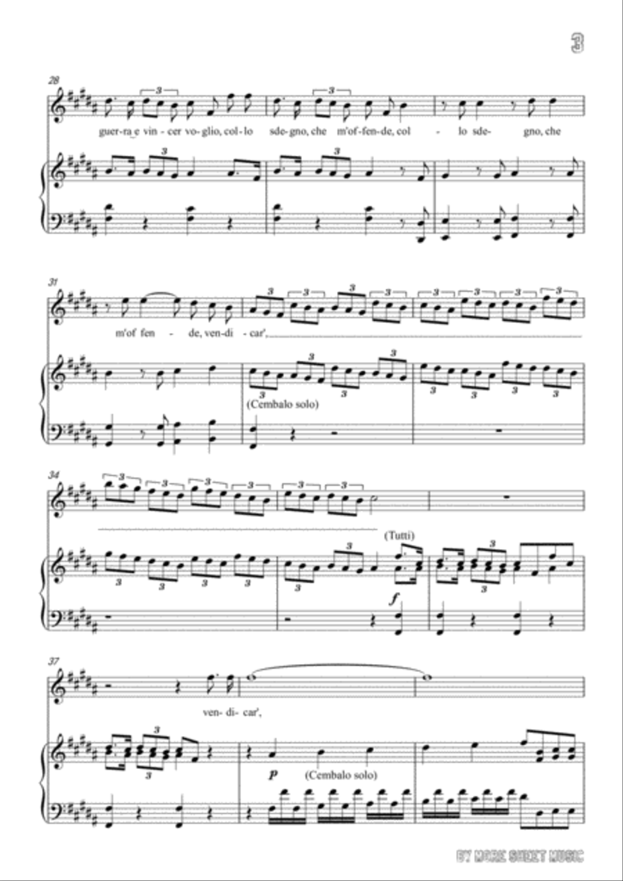 Handel-Vo' far guerra in B Major,for Voice and Piano Voice Solo scores gallery preview page 5