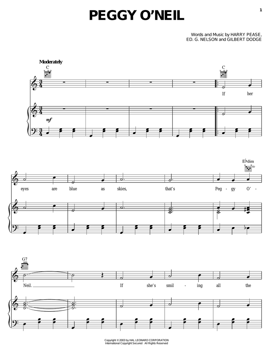 Peggy O'Neil Peggy O'Neil Piano, Vocal, Guitar scores gallery preview page 1