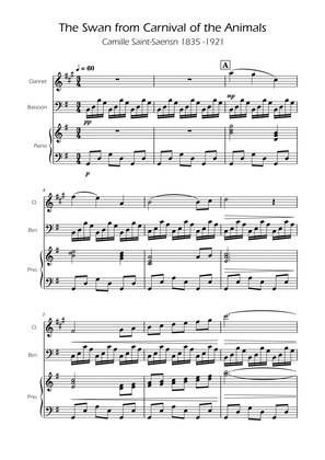 The Swan - Saint-Saens - Clarinet and Bassoon Duet w/ Piano