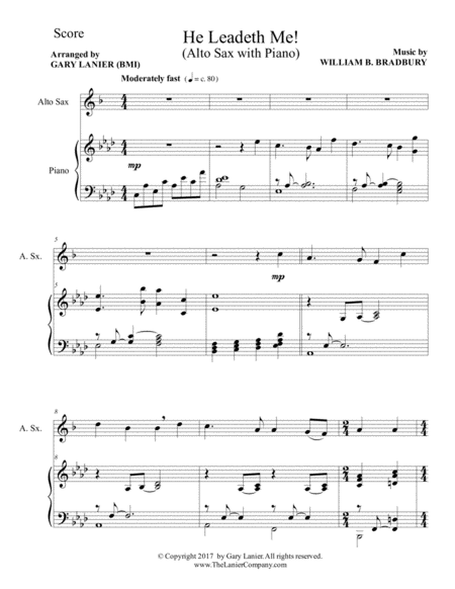 HE LEADETH ME (Duet – Alto Sax & Piano with Score/Part) image number null