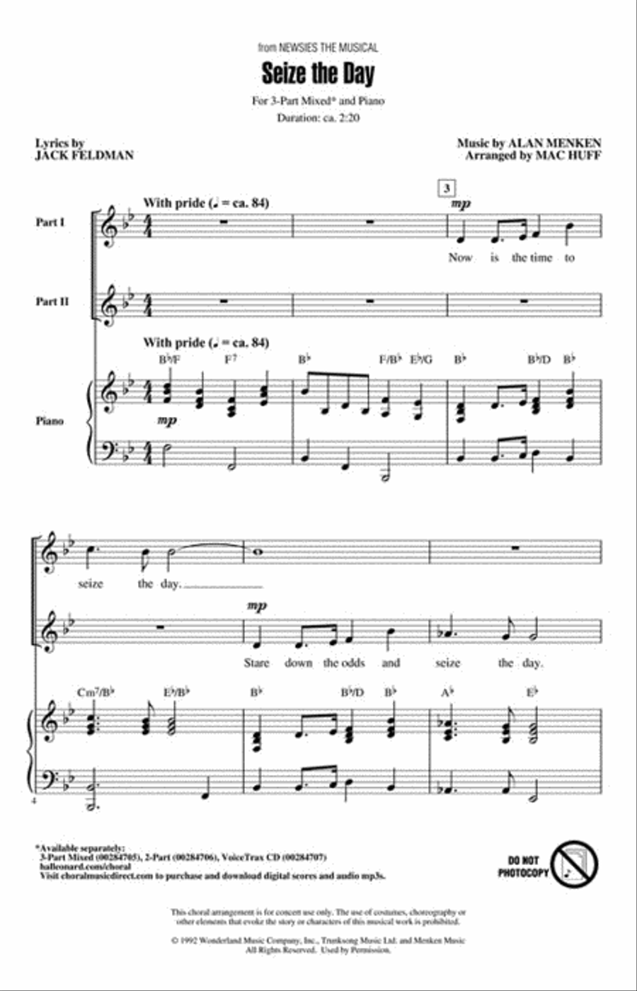 Seize the Day (from Disney's Newsies the Musical) 3-Part scores gallery preview page 2