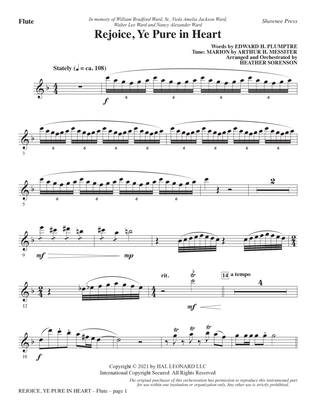 Book cover for Rejoice, Ye Pure In Heart (arr. Heather Sorenson) - Flute
