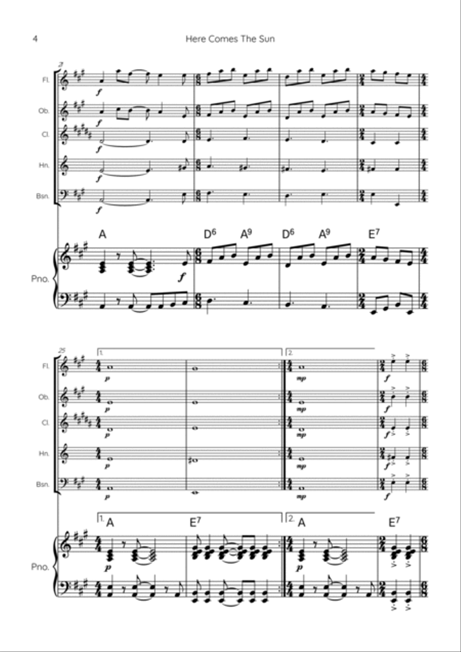 Here Comes The Sun Chamber Music scores gallery preview page 4