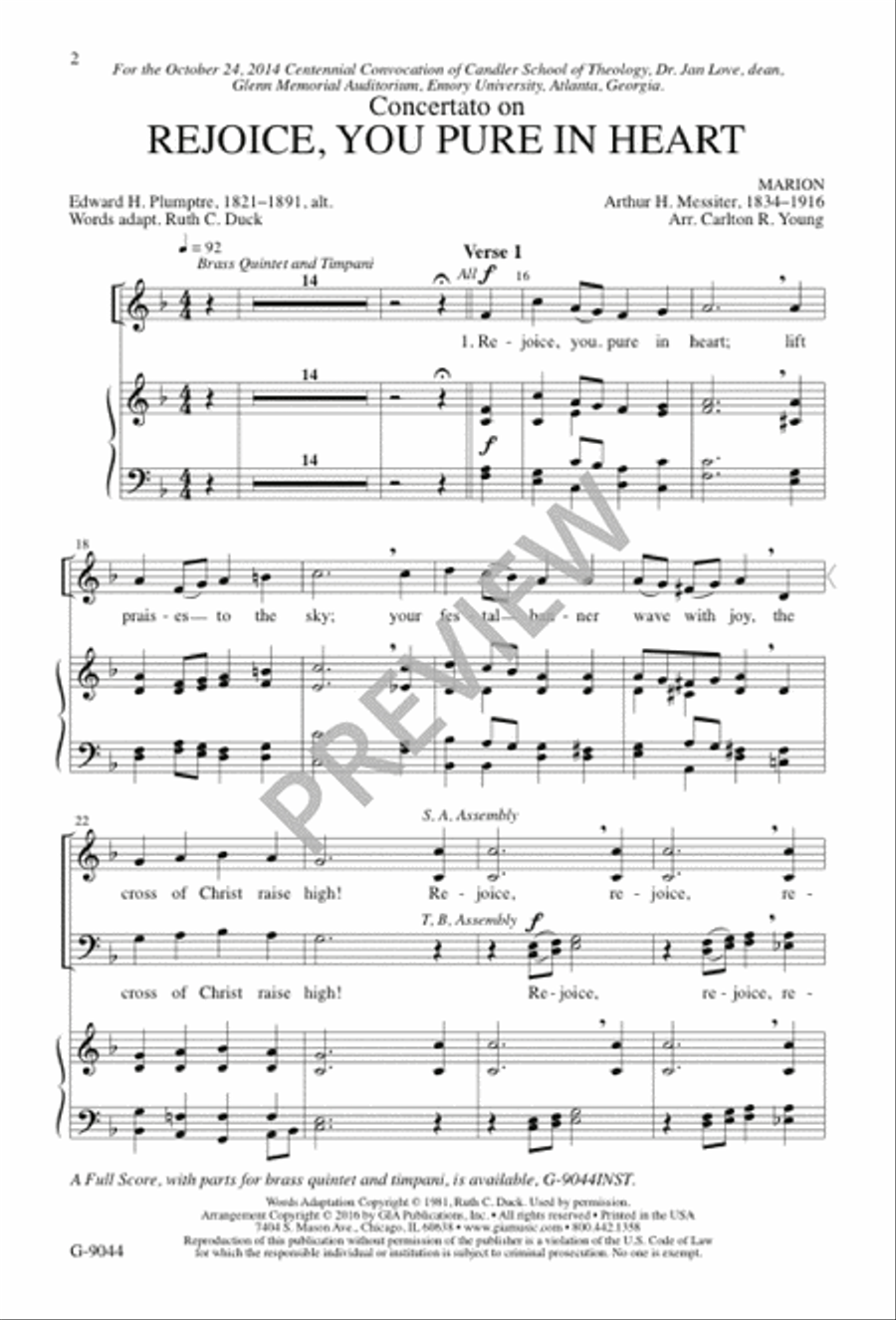 Rejoice, You Pure in Heart 4-Part scores gallery preview page 3