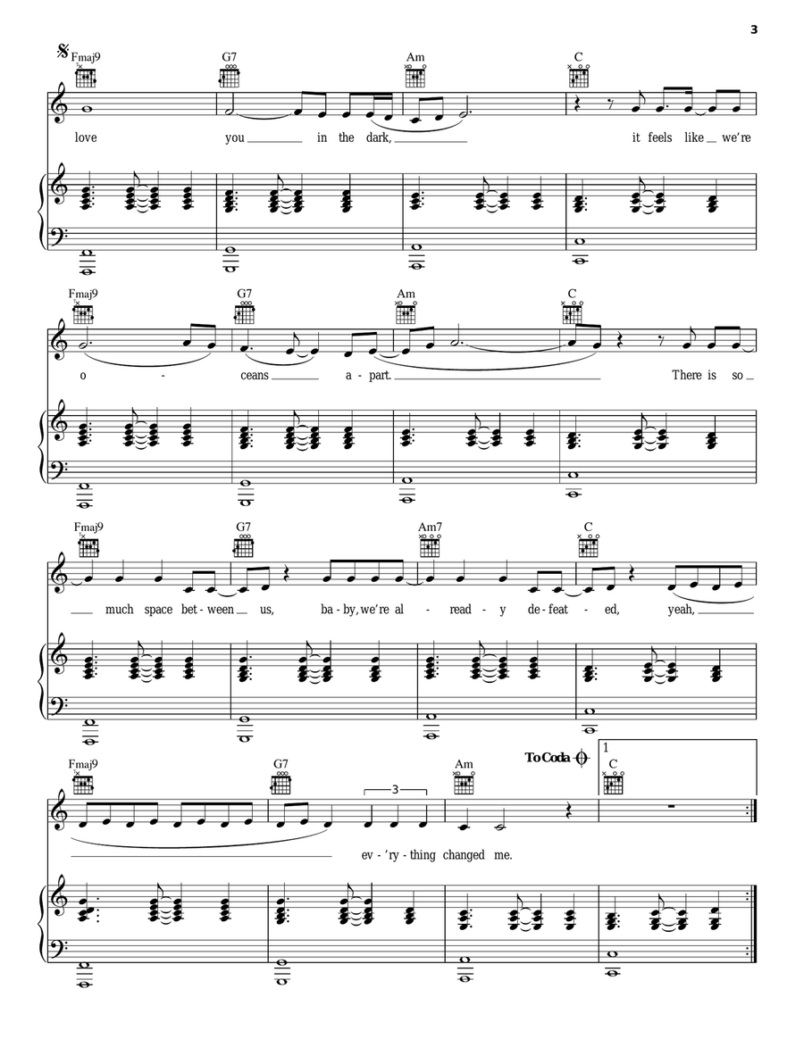 Love In The Dark Piano, Vocal, Guitar scores gallery preview page 3