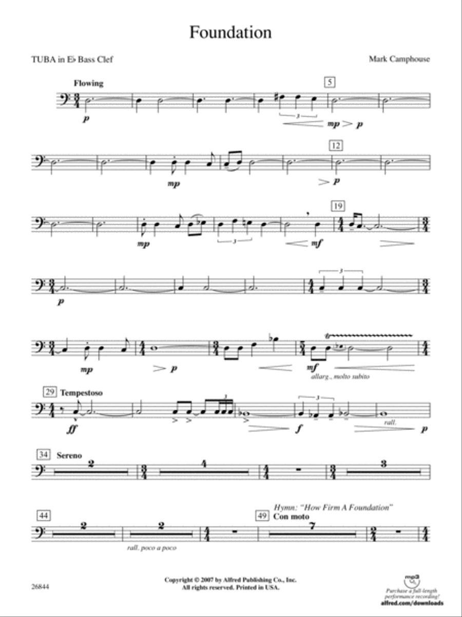 Foundation: (World Part) E-flat Tuba B.C. Concert Band scores gallery preview page 1
