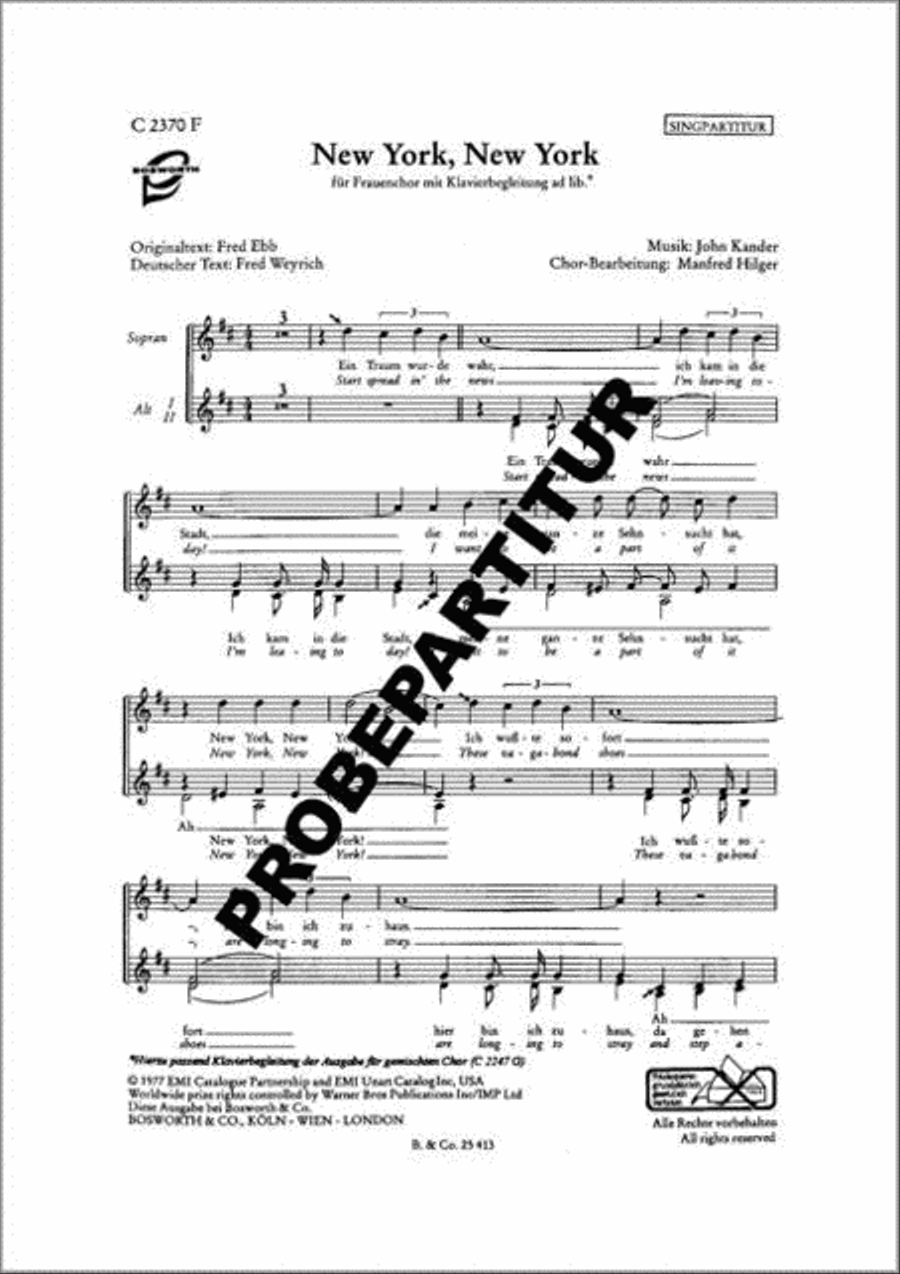 New York, New York Women's Choir scores gallery preview page 1