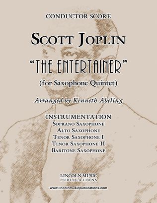 Book cover for Joplin - “The Entertainer” (for Saxophone Quintet SATTB)